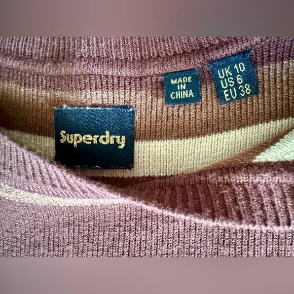 Superdry cropped striped fine knit sleeveless sweater US size 6 - Picture 3 of 11